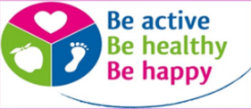 Picture of apple, heart and foot in a circle with the words 'Be active Be healthy Be happy'.png